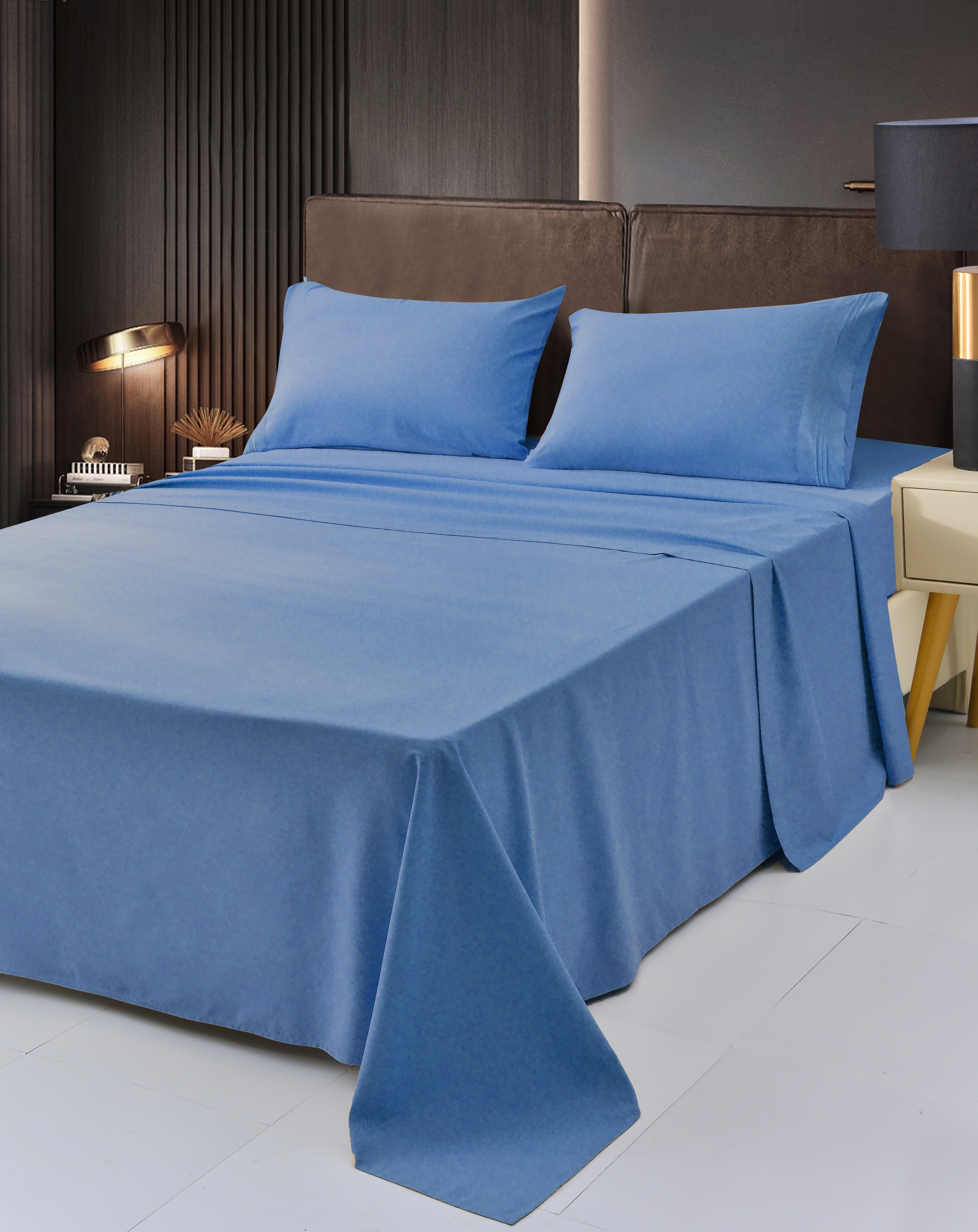 6 Piece Rayon Made From Bamboo Sheet Set by OKAO, King Blue Sheets-Silky Soft- Wrinkle Free - Deep Pockets-Softer and Stronger Than Cotton - 1 Fitted Sheet, 1 Flat, 4 Pillowcases King, Blue