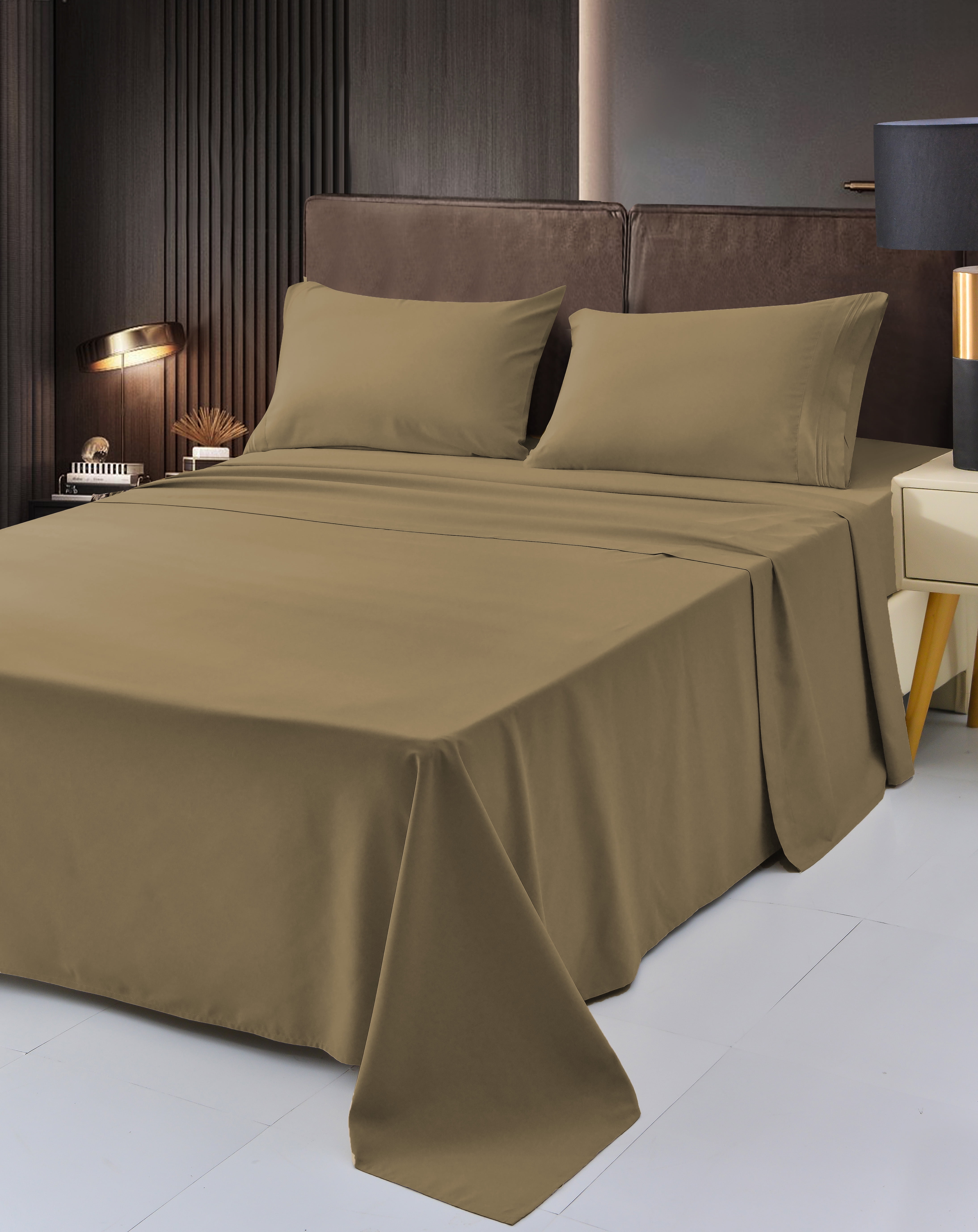 6 Piece Rayon Made From Bamboo Sheet Set by OKAO, Queen Brown Sheets-Silky Soft- Wrinkle Free - Deep Pockets- Softer and Stronger Than Cotton - 1 Fitted Sheet, 1 Flat, 4 Pillowcases Queen, Brown
