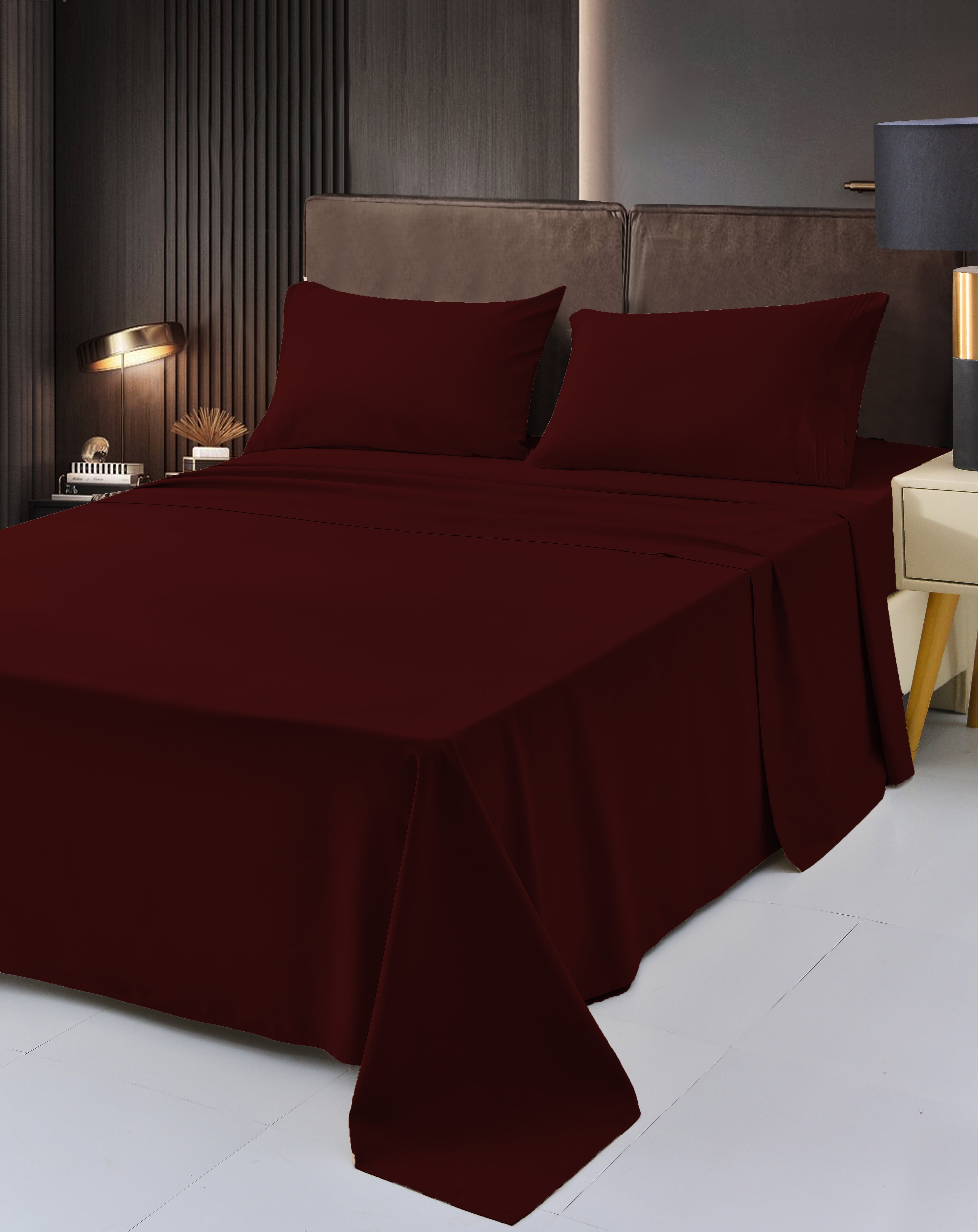 6 Piece Rayon Made From Bamboo Sheet Set by OKAO, Calking Burgundy Sheets-Silky Soft- Wrinkle Free-Deep Pockets-Softer and Stronger Than Cotton-1 Fitted Sheet, 1 Flat, 4 Pillowcases Cal King, Burgundy