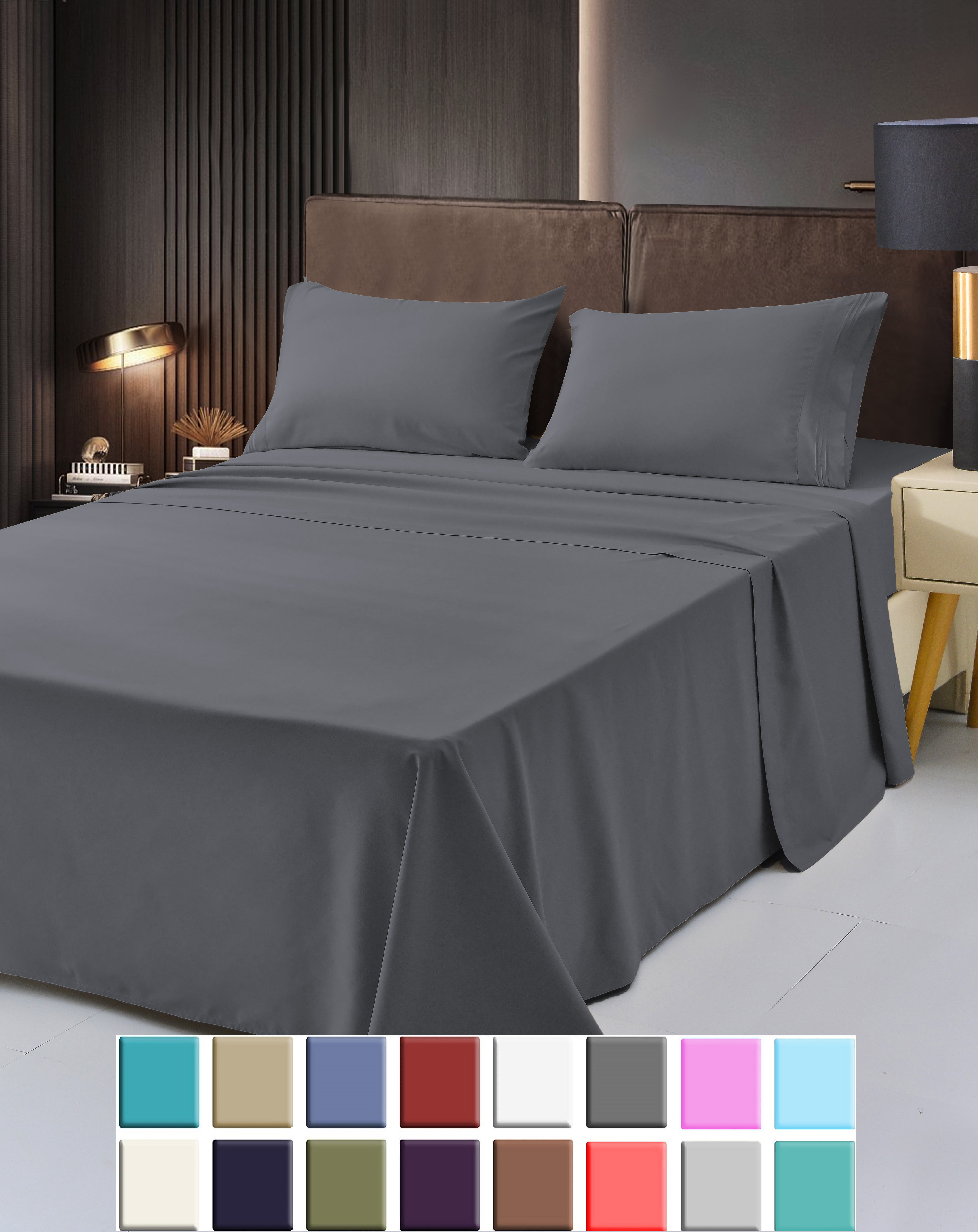6 Piece Rayon Made From Bamboo Sheet Set by OKAO, Calking Gray Sheets-Silky Soft- Wrinkle Free - Deep Pockets-Softer and Stronger Than Cotton - 1 Fitted Sheet, 1 Flat, 4 Pillowcases Cal King, Gray