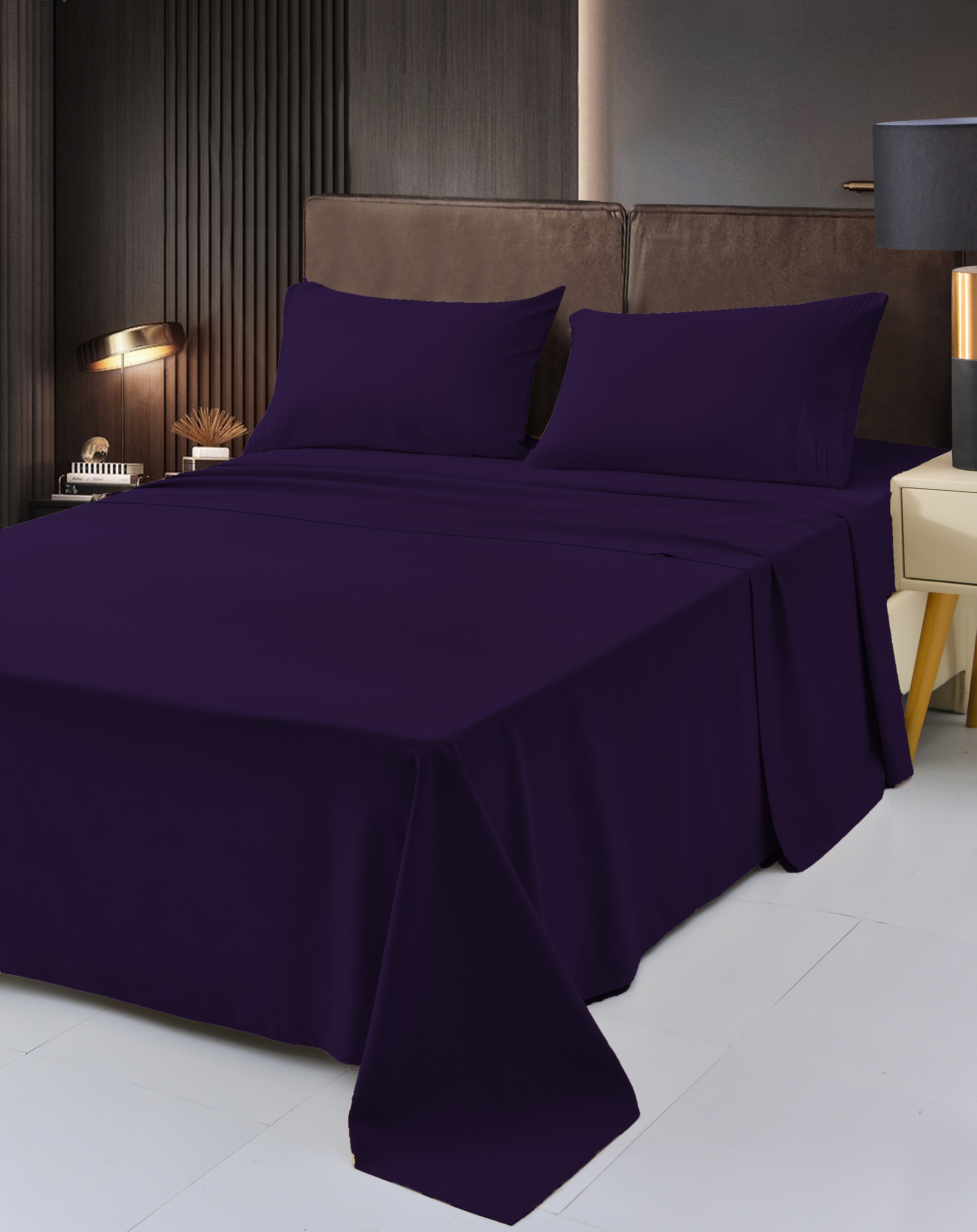 6 Piece Rayon Made From Bamboo Sheet Set by OKAO, Calking Purple Sheets-Silky Soft- Wrinkle Free - Deep Pockets-Softer and Stronger Than Cotton - 1 Fitted Sheet, 1 Flat, 4 Pillowcases Cal King, Purple
