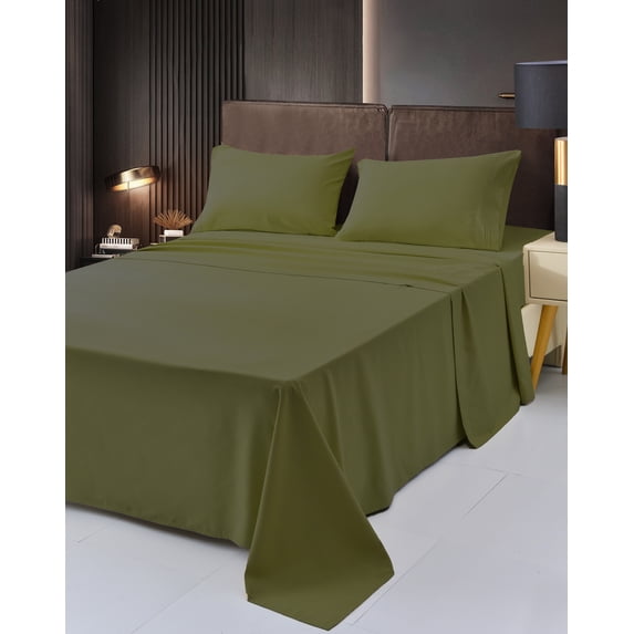6 Piece Rayon Made From Bamboo Sheet Set by OKAO, Full Sage Sheets-Silky Soft- Wrinkle Free - Deep Pockets-Softer and Stronger Than Cotton - 1 Fitted Sheet, 1 Flat, 4 Pillowcases Full, Sage Green