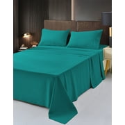 6 Piece Rayon Made From Bamboo Sheet Set by OKAO, Queen Teal Sheets-Silky Soft- Wrinkle Free - Deep Pockets- Softer and Stronger Than Cotton - 1 Fitted Sheet, 1 Flat, 4 Pillowcases Queen, Teal