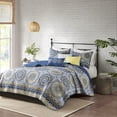 thumbnail image 1 of 6 Piece Reversible Quilt Set with Throw Pillows Blue King/Cal King, 1 of 13