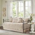 thumbnail image 1 of 6 Piece Reversible Scalloped Edge Daybed Cover Set Blush Daybed - Farmhouse Style with Antimicrobial Protection, Includes Shams & Bedskirt, 1 of 12