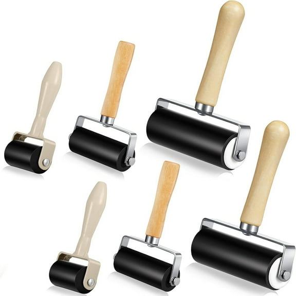 6-Piece Rubber Roller for Adhesive Printing, Ink Block Paper, Craft Stamping, Wall G12983