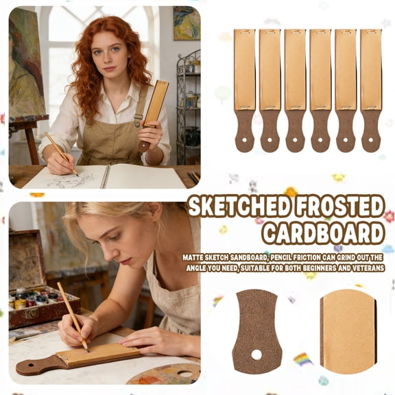6-Piece Sandpaper Pencil Pointer Block for Sketching and Drawing Fine Lead Pointer Sharpener for Charcoal and Pastels Yellow