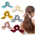 thumbnail image 1 of 6-Piece Satin Scrunchies Set with Elastic Hair Band & Bow – Chic Hair Scarf Ties for Girls, Soft & Stylish Hair Accessories TIKA, 1 of 3