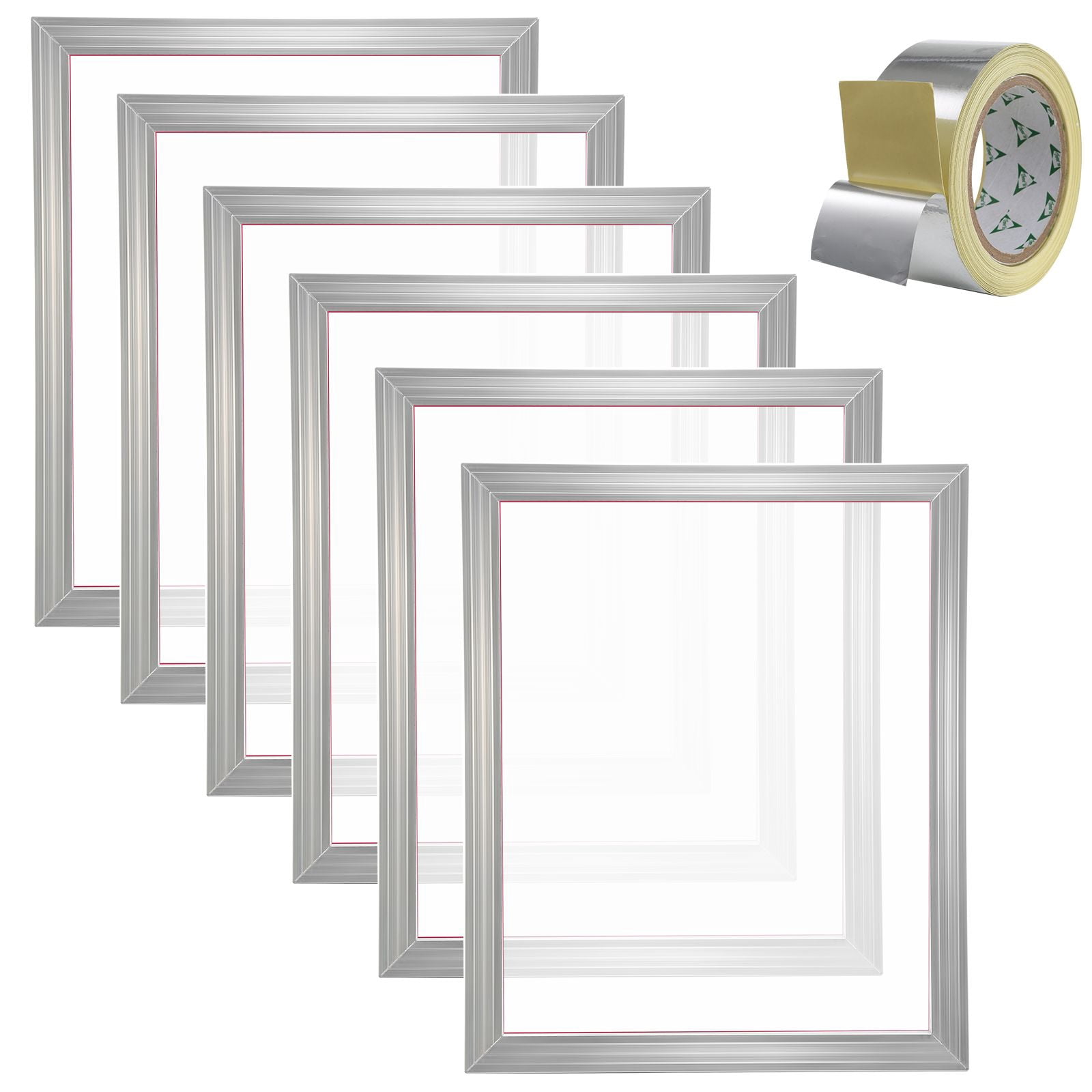 6-Piece Screen Printing Kit with 160 Mesh Aluminum Frames, 20"x24" Silk Screen Frames, High Tension Nylon Mesh, Sealing Tape for DIY T-Shirts