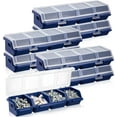 thumbnail image 1 of 6-Piece Screw Organizer Box with Lid, 4 Compartments, Stackable Plastic Hardware Organizer, Small Parts Storage and Categorization, Suitable for Garage, Workbench, and Craft Storage, 1 of 6