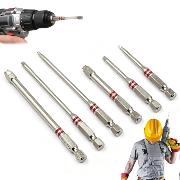 6-Piece Screwdriver Bit Set, Magnetic Hex Shank Pagoda Hex Key Bits, Universal 1.5–6mm Multi-Size Nut Driver Set for Drill & Wrench, Strong Magnetic Stepped Hexs Bits for Repair,DIY,Woodworking