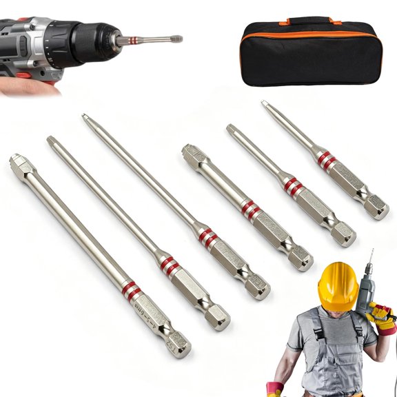 6-Piece Screwdriver Bit Set, Magnetic Hex Shank Pagoda Hex Key Bits, Universal 1.5–6mm Multi-Size Nut Driver Set for Drill & Wrench, Strong Magnetic Stepped Hexs Bits for Repair,DIY,Woodworking