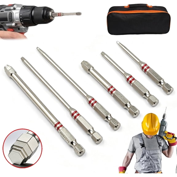 6-Piece Screwdriver Bit Set, Magnetic Hex Shank Pagoda Hex Key Bits, Universal 1.5–6mm Multi-Size Nut Driver Set for Drill & Wrench, Strong Magnetic Stepped Hexs Bits for Repair,DIY,Woodworking