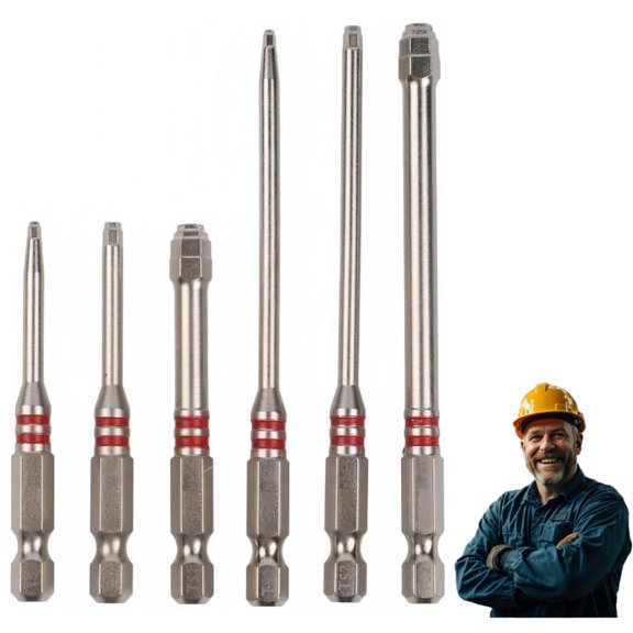 6-Piece Screwdriver Bit Set,Strong Magnetic Hex Shank Hex Key Screwdriver Bit,Featuring a Pagoda-Shaped,A Single Tool Can Securely Fasten Nuts Ranging from 1.5mm to 6mm for Drills and Wrenches