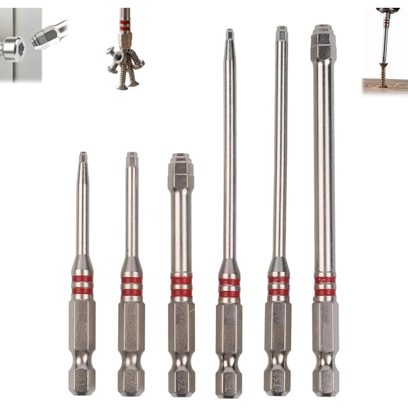 6-Piece Screwdriver Bit Set, Strong Magnetic Hex Shank Hex Key Screwdriver Bit, Multiple Sizes, A Single Tool Can Securely Fasten Nuts Ranging from 1.5mm to 6mm, Repair DIY Woodworking (1pcs)