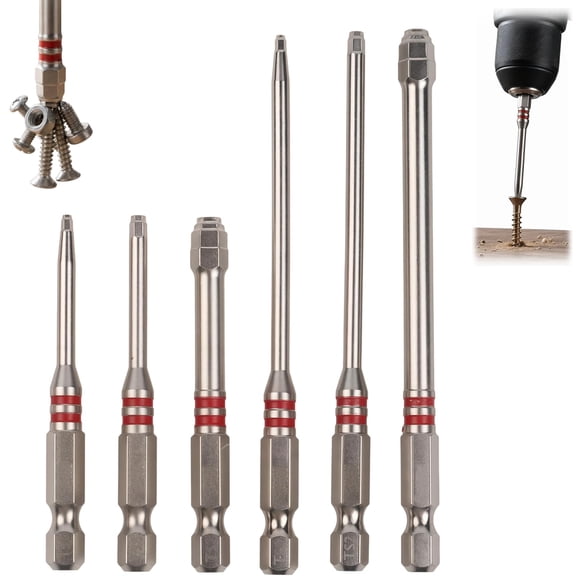 6-Piece Screwdriver Bit Set with Magnetic Hex Shank Pagoda-Shaped Design in Multiple Sizes for Electric Drills and Wrenches