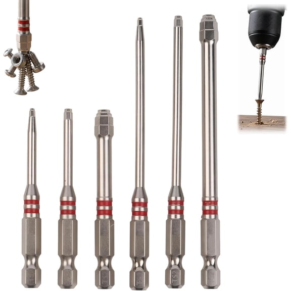 6-Piece Screwdriver Bit Set with Magnetic Hex Shank Pagoda-Shaped Design in Multiple Sizes for Electric Drills and Wrenches