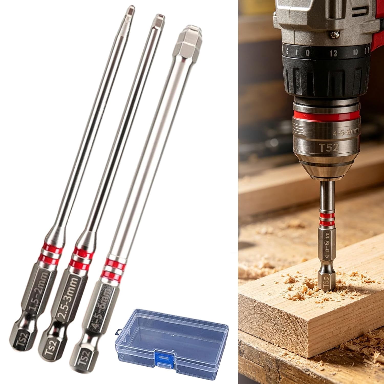 6-Piece Screwdriver Bits Set, Magnetic Pagoda Shaped Drill Bit, Pagoda Hexagon Screwdriver Bit Set, 1.5-6mm High Magnetic Screwdriver Drill Bits for Electric Drills & Wrenches (100MM * 3PCS)