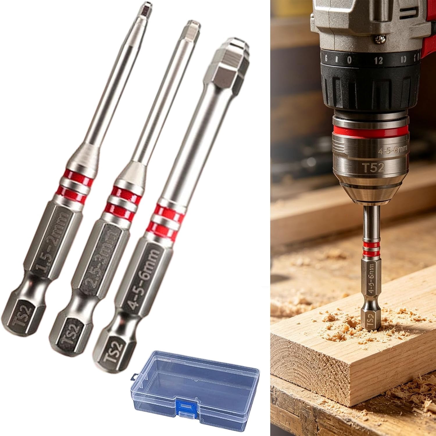 6-Piece Screwdriver Bits Set, Magnetic Pagoda Shaped Drill Bit, Pagoda Hexagon Screwdriver Bit Set, 1.5-6mm High Magnetic Screwdriver Drill Bits for Electric Drills & Wrenches (65MM * 3PCS)