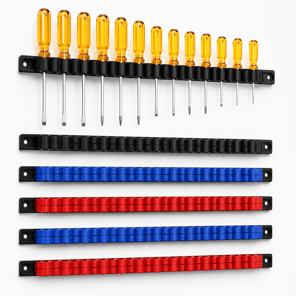 PurePick 6 Piece Screwdriver Organizer and Wrench Organizer, Tool Holder Rail with Clips for Tool Box, Wall Mount and Garage Storage