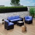 thumbnail image 1 of 6-Piece  Sectional Furniture PE Rattan Sofa Set, Durable Outdoor Conversation Set, Rattan Wicker Outdoor Conversation Sets with Coffee Table & Thickened Cushions, Outdoor Sofa Set for Backyard, 1 of 6