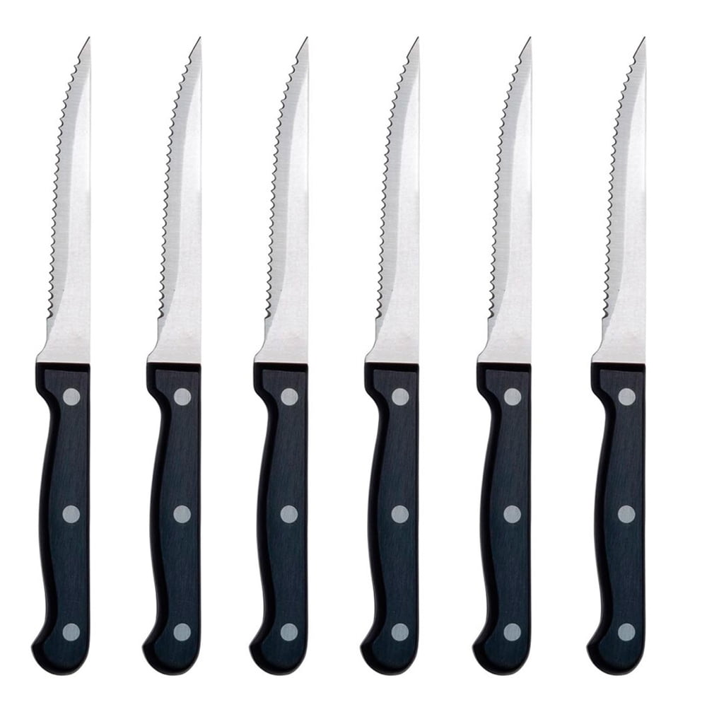 ciwete Serrated Steak Knives Set of 6, 4 Upgrade 3RC13 Stainless