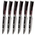 thumbnail image 1 of TVQUYET 6-Piece Steak Knives Set Wood Handle,4.5" Damascus Laser Stainless Steel Serrated Steak Cutting Knife for Kitchen and Restaurant, 1 of 8