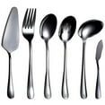 thumbnail image 1 of 6-Piece Serving Flatware Silverware Set, Utensil Set,Include Cake Server, Slotted Spoon Black, 1 of 3