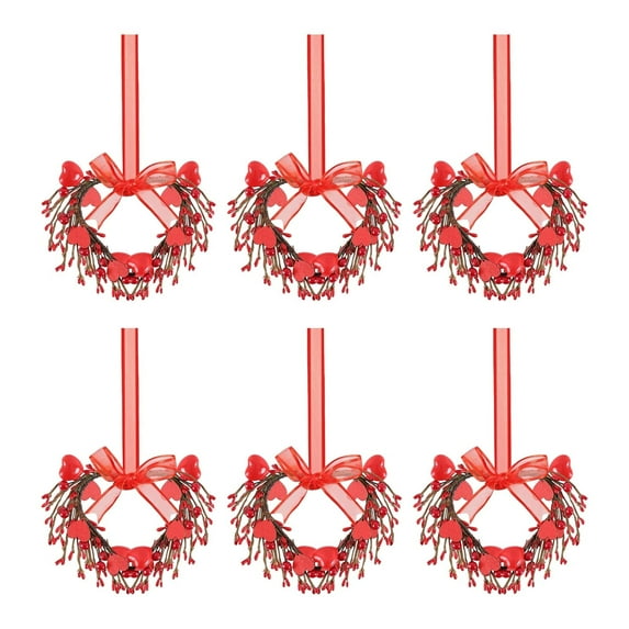 6-Piece Set of 9-Inch Mini Valentine's Day Wreaths Perfect for front doors, small Valentine's Day decorations Ideal for front doors, farmhouse porches, walls, and window displays
