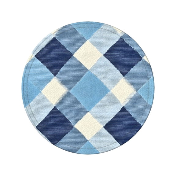 6-Piece Set Of Round Coasters Water-Resistant Leather Double-Sided Non-Slip Design Ideal For Cups Kitchens And Home Decor Perfect Housewarming Gift 3.9-Inch Diameter Argyle Plaid Lightskyblue_49288_3
