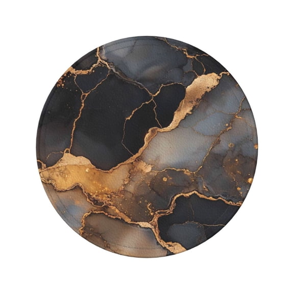 6-Piece Set Of Round Coasters Water-Resistant Leather Double-Sided Non-Slip Design Ideal For Cups Kitchens And Home Decor Perfect Housewarming Gift 3.9-Inch Diameter Black And White Gold Marble