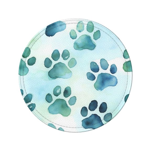 6-Piece Set Of Round Coasters Water-Resistant Leather Double-Sided Non-Slip Design Ideal For Cups Kitchens And Home Decor Perfect Housewarming Gift 3.9-Inch Diameter Animal Footprints (34)