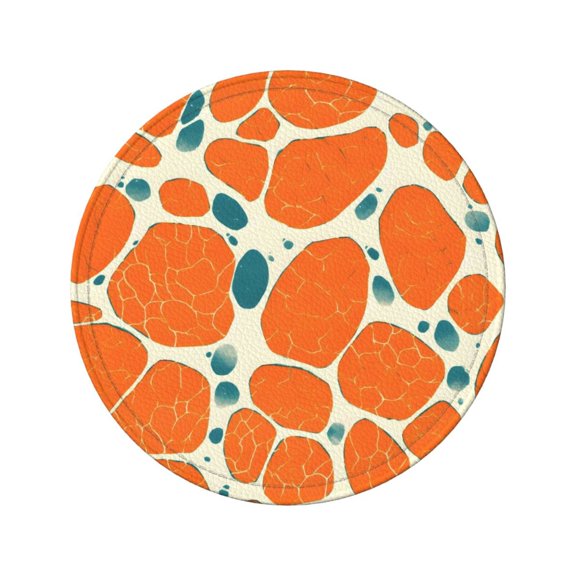6-Piece Set Of Round Coasters Water-Resistant Leather Double-Sided Non-Slip Design Ideal For Cups Kitchens And Home Decor Perfect Housewarming Gift 3.9-Inch Diameter Snake Skin Print Style Coral_4