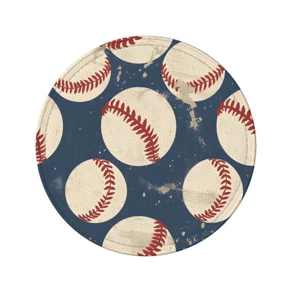 6-Piece Set Of Round Coasters Water-Resistant Leather Double-Sided Non-Slip Design Ideal For Cups Kitchens And Home Decor Perfect Housewarming Gift 3.9-Inch Diameter Vintage Baseball Theme