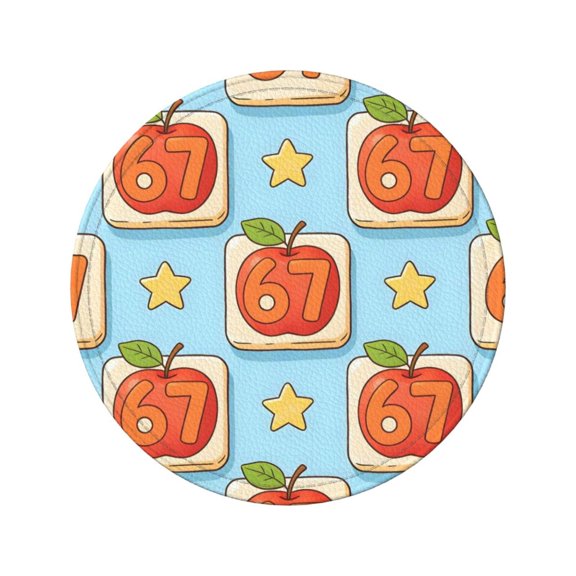 6-Piece Set Of Round Coasters Water-Resistant Leather Double-Sided Non-Slip Design Ideal For Cups Kitchens And Home Decor Perfect Housewarming Gift 3.9-Inch Diameter Number 67 Apple Star