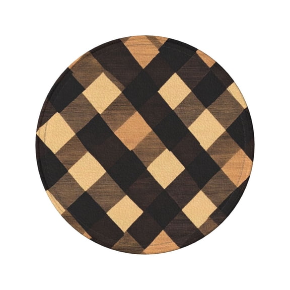6-Piece Set Of Round Coasters Water-Resistant Leather Double-Sided Non-Slip Design Ideal For Cups Kitchens And Home Decor Perfect Housewarming Gift 3.9-Inch Diameter Argyle Plaid Brown_2
