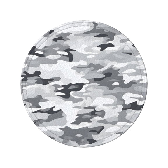 6-Piece Set Of Round Coasters Water-Resistant Leather Double-Sided Non-Slip Design Ideal For Cups Kitchens And Home Decor Perfect Housewarming Gift 3.9-Inch Diameter Vector Camouflage Pattern Gray_3
