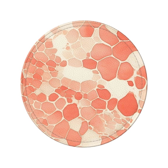 6-Piece Set Of Round Coasters Water-Resistant Leather Double-Sided Non-Slip Design Ideal For Cups Kitchens And Home Decor Perfect Housewarming Gift 3.9-Inch Diameter Snake Skin Print Style Coral_3