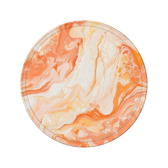 6-Piece Set Of Round Coasters Water-Resistant Leather Double-Sided Non-Slip Design Ideal For Cups Kitchens And Home Decor Perfect Housewarming Gift 3.9-Inch Diameter Peachpuff Marble_1