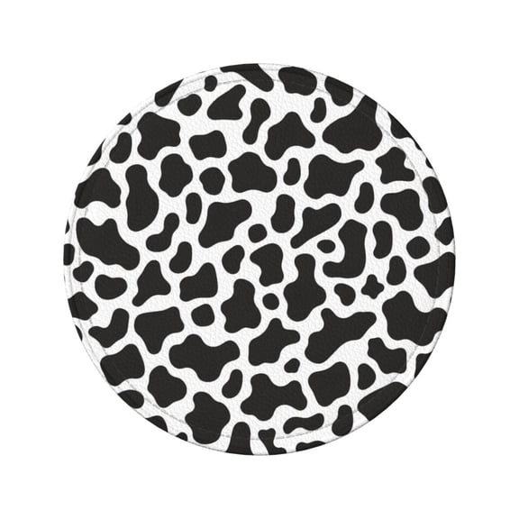 6-Piece Set Of Round Coasters Water-Resistant Leather Double-Sided Non-Slip Design Ideal For Cups Kitchens And Home Decor Perfect Housewarming Gift 3.9-Inch Diameter Black White Cow Print