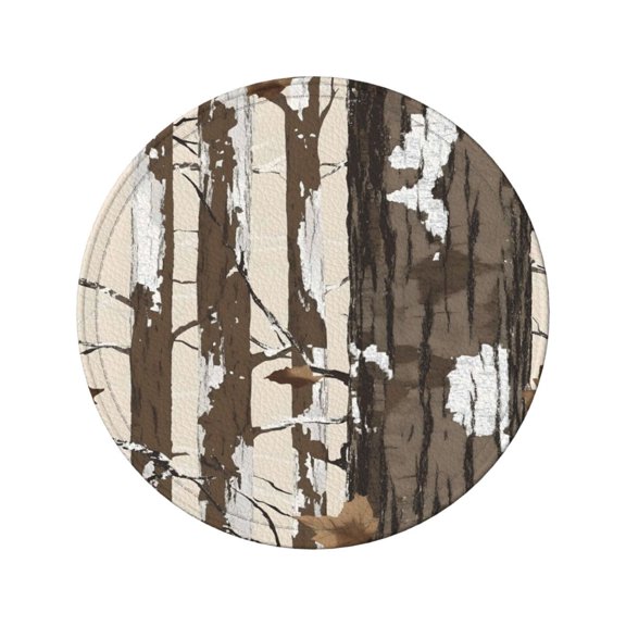 6-Piece Set Of Round Coasters Water-Resistant Leather Double-Sided Non-Slip Design Ideal For Cups Kitchens And Home Decor Perfect Housewarming Gift 3.9-Inch Diameter Woods Camouflage Tan_3