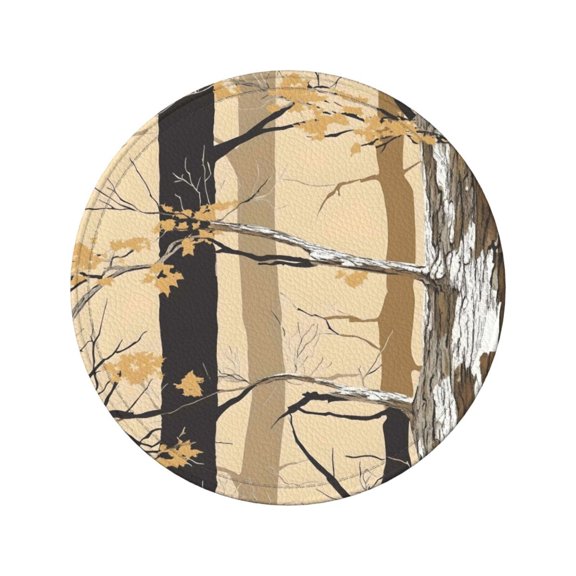 6-Piece Set Of Round Coasters Water-Resistant Leather Double-Sided Non-Slip Design Ideal For Cups Kitchens And Home Decor Perfect Housewarming Gift 3.9-Inch Diameter Woods Camouflage Tan_1
