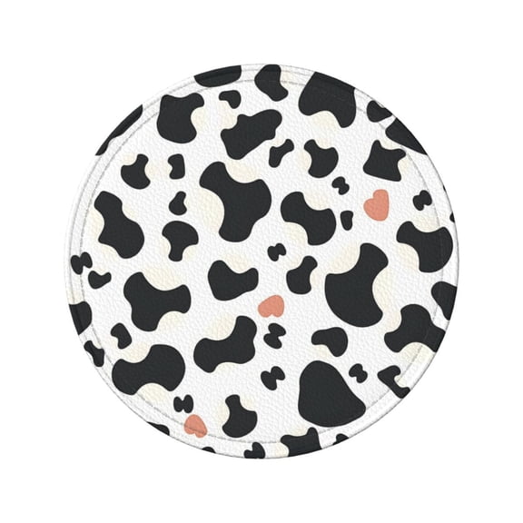 6-Piece Set Of Round Coasters Water-Resistant Leather Double-Sided Non-Slip Design Ideal For Cups Kitchens And Home Decor Perfect Housewarming Gift 3.9-Inch Diameter Simple Cow Print Pattern1_3