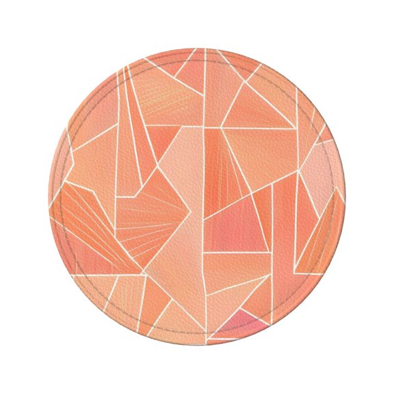 6-Piece Set Of Round Coasters Water-Resistant Leather Double-Sided Non-Slip Design Ideal For Cups Kitchens And Home Decor Perfect Housewarming Gift 3.9-Inch Diameter Lightsalmon Geometric Lines_2