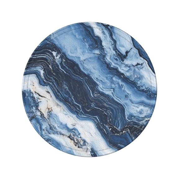 6-Piece Set Of Round Coasters Water-Resistant Leather Double-Sided Non-Slip Design Ideal For Cups Kitchens And Home Decor Perfect Housewarming Gift 3.9-Inch Diameter Slateblue Marble_3
