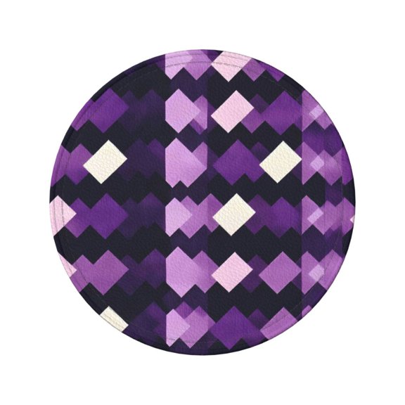 6-Piece Set Of Round Coasters Water-Resistant Leather Double-Sided Non-Slip Design Ideal For Cups Kitchens And Home Decor Perfect Housewarming Gift 3.9-Inch Diameter Violet Retro Houndstooth_1