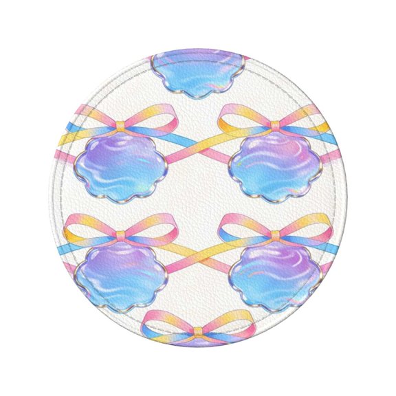 6-Piece Set Of Round Coasters Water-Resistant Leather Double-Sided Non-Slip Design Ideal For Cups Kitchens And Home Decor Perfect Housewarming Gift 3.9-Inch Diameter Glowing Bow Shell