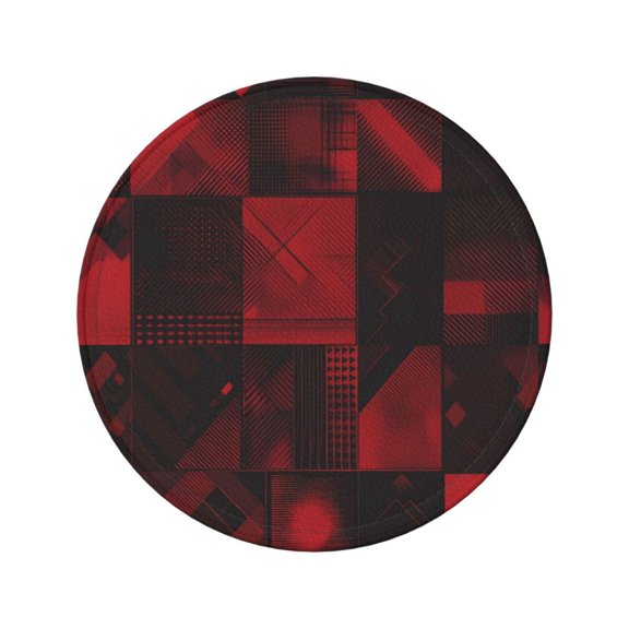 6-Piece Set Of Round Coasters Water-Resistant Leather Double-Sided Non-Slip Design Ideal For Cups Kitchens And Home Decor Perfect Housewarming Gift 3.9-Inch Diameter Darkred Geometric Patterns_2