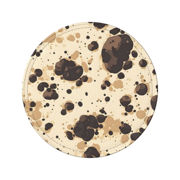 6-Piece Set Of Round Coasters Water-Resistant Leather Double-Sided Non-Slip Design Ideal For Cups Kitchens And Home Decor Perfect Housewarming Gift 3.9-Inch Diameter Milk Cow Print Style Sienna_1