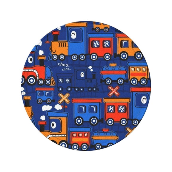 6-Piece Set Of Round Coasters Water-Resistant Leather Double-Sided Non-Slip Design Ideal For Cups Kitchens And Home Decor Perfect Housewarming Gift 3.9-Inch Diameter Train